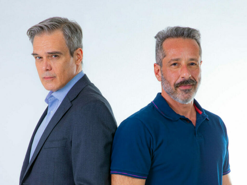 Otto (Dalton Vigh) e Roger (Otávio Martins) em Poliana Moça