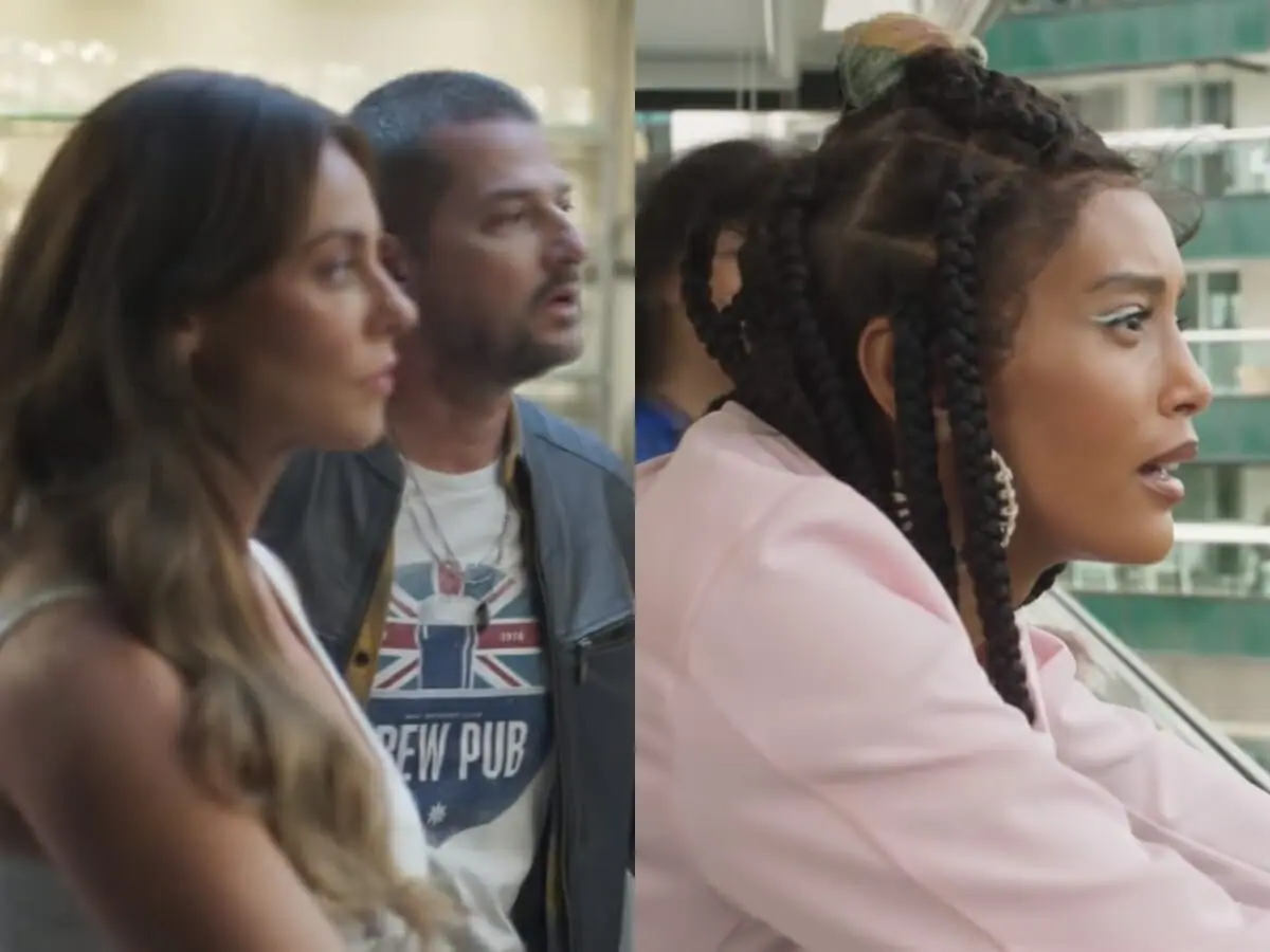 Pat (Paolla Oliveira), Moa (Marcelo Serrado) e Anita (Taís Araujo) de Cara e Coragem