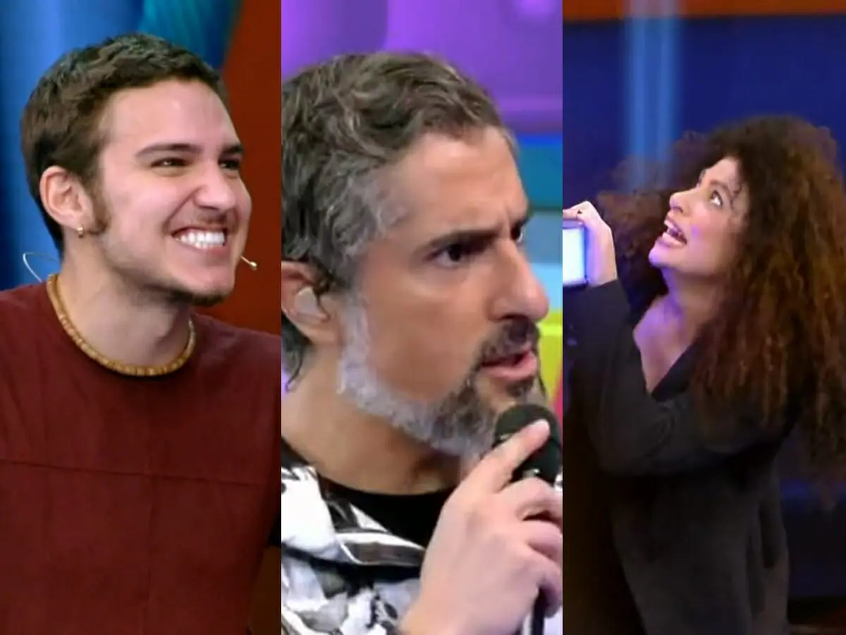Tom Karabachian, Marcos Mion e Suzan Damasceno no Caldeirão