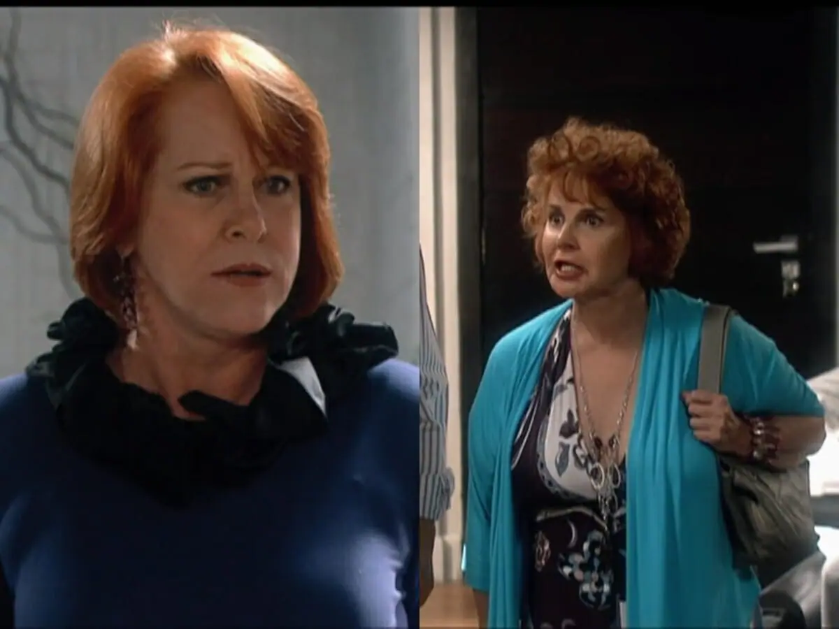Tuquinha (Íris Bruzzi) e Vilma (Lucinha Lins) de Chamas da Vida