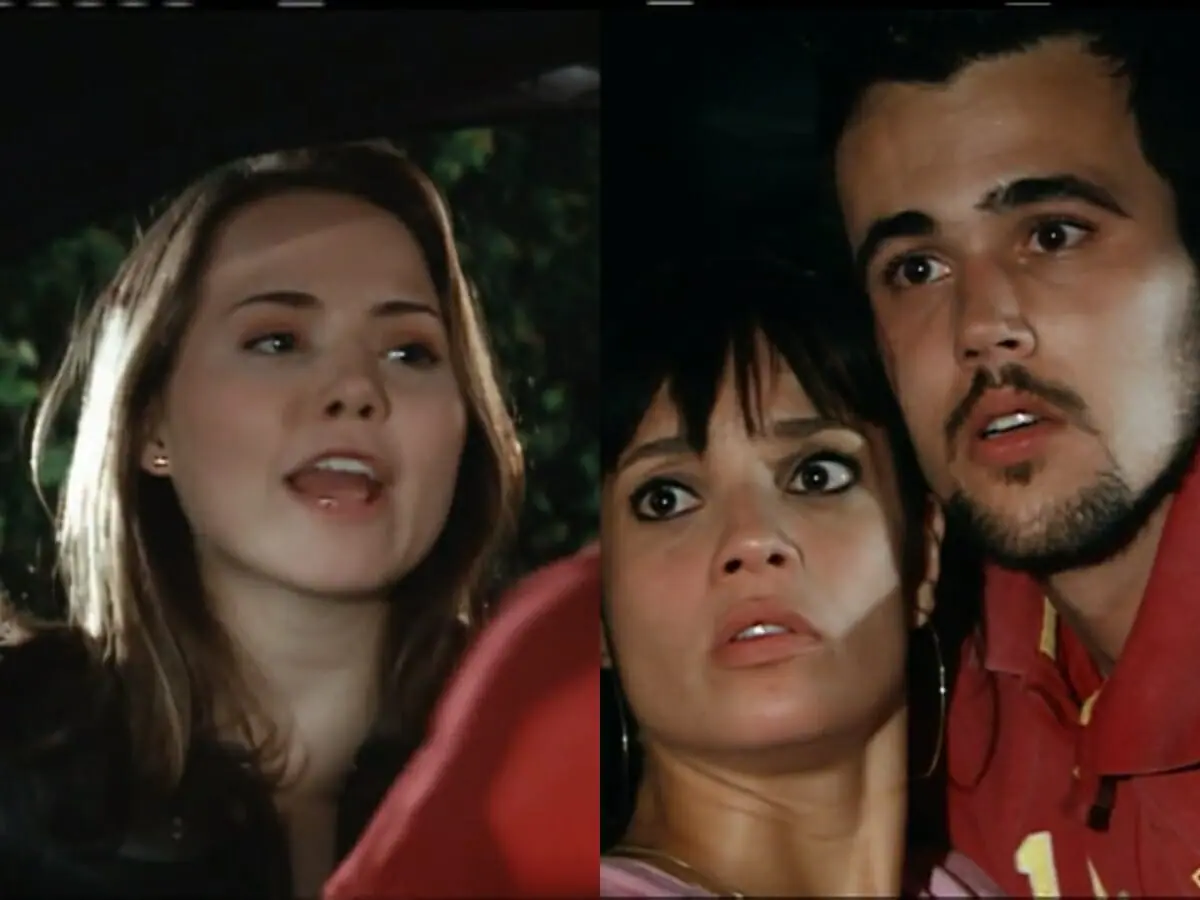 Vivi (Letícia Colin), Ivonete (Amandha Lee) e Tomás (Bruno Ferrari) de Chamas da Vida