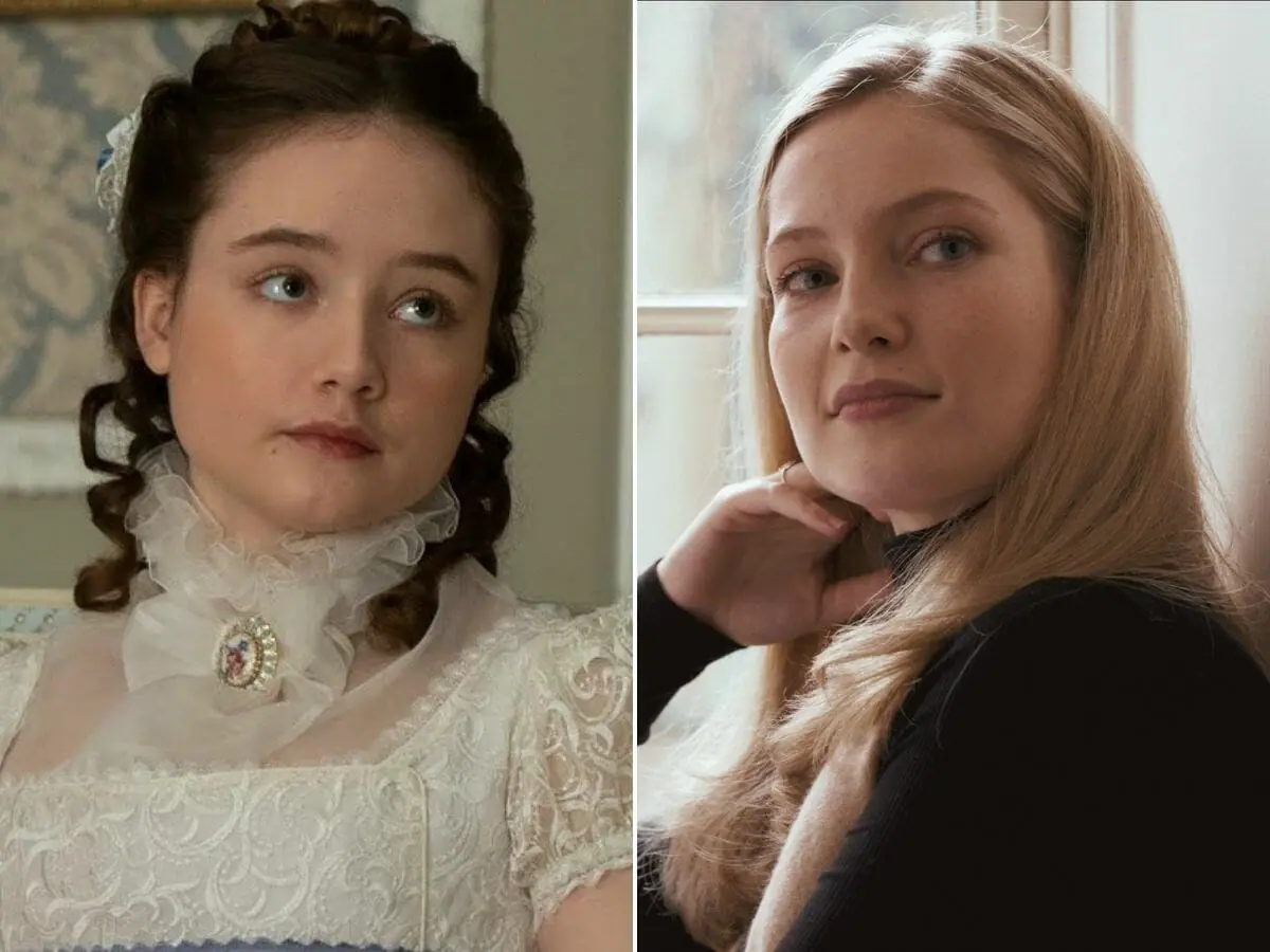 Ruby Stokes na pele de Francesca em Bridgerton (à esq); Hannah Dodd em Anatomia de um Escândalo