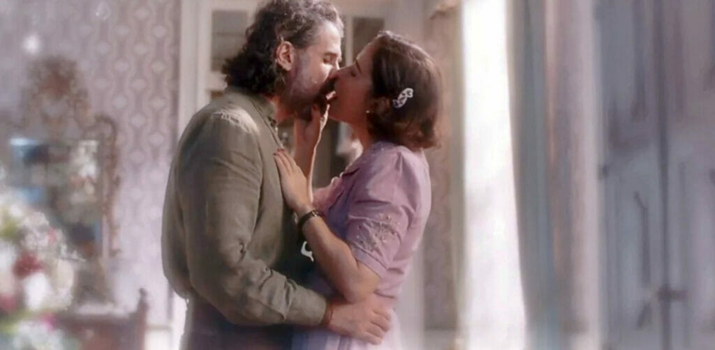 Leônidas (Eriberto Leão) e Heloísa (Paloma Duarte) em Além da Ilusão