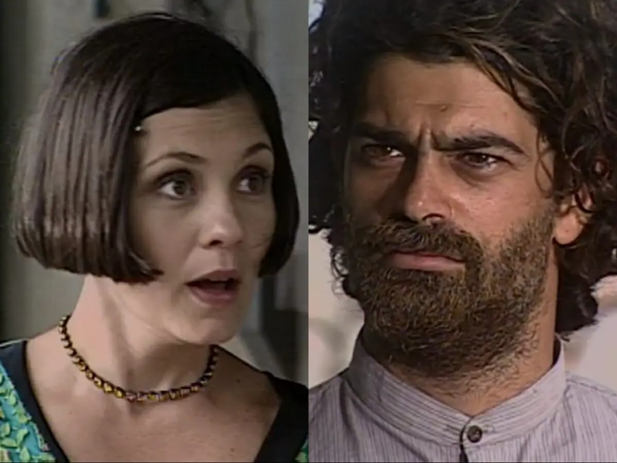 Catarina (Adriana Esteves) e Petruchio (Eduardo Moscovis) de O Cravo e a Rosa