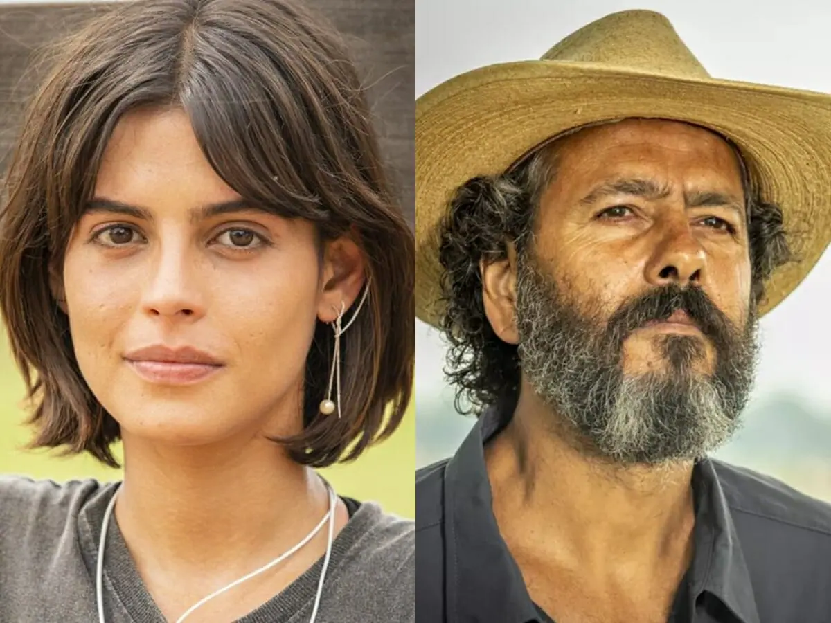 Guta (Julia Dalavia) e José Leôncio (Marcos Palmeira) de Pantanal