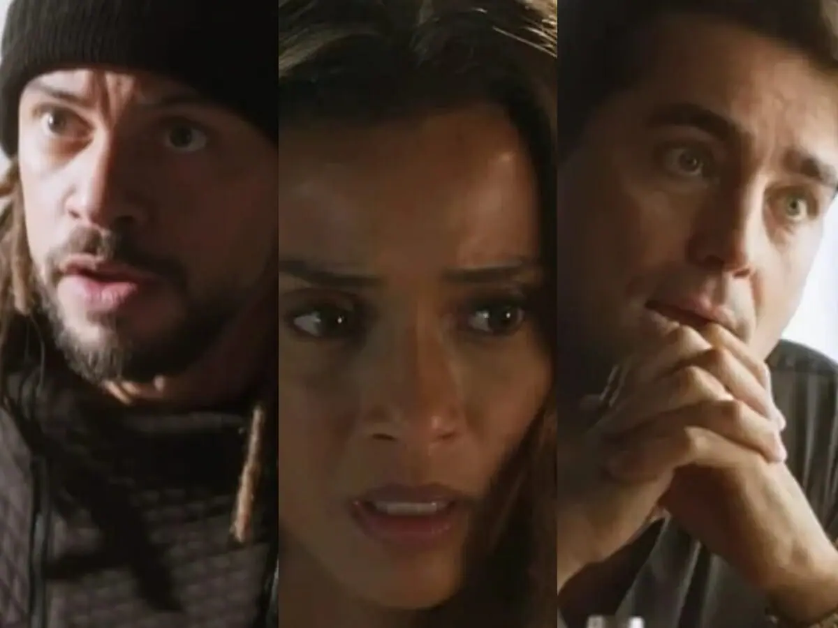 Ítalo (Paulo Lessa), Clarice (Taís Araujo) e Danilo (Ricardo Pereira) de Cara e Coragem