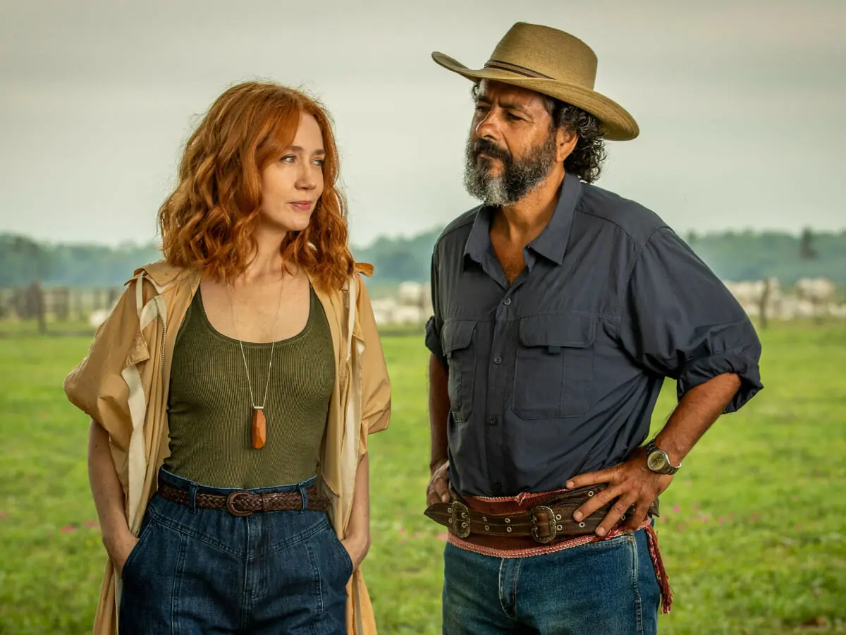 José Leôncio (Marcos Palmeira) e Irma (Camila Morgado) em Pantanal