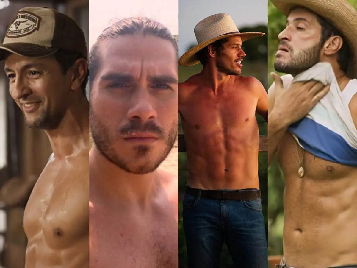José Lucas (Irandhir Santos), Trindade (Gabriel Sater), Tadeu (José Loreto) e Levi (Leandro Lima) de Pantanal