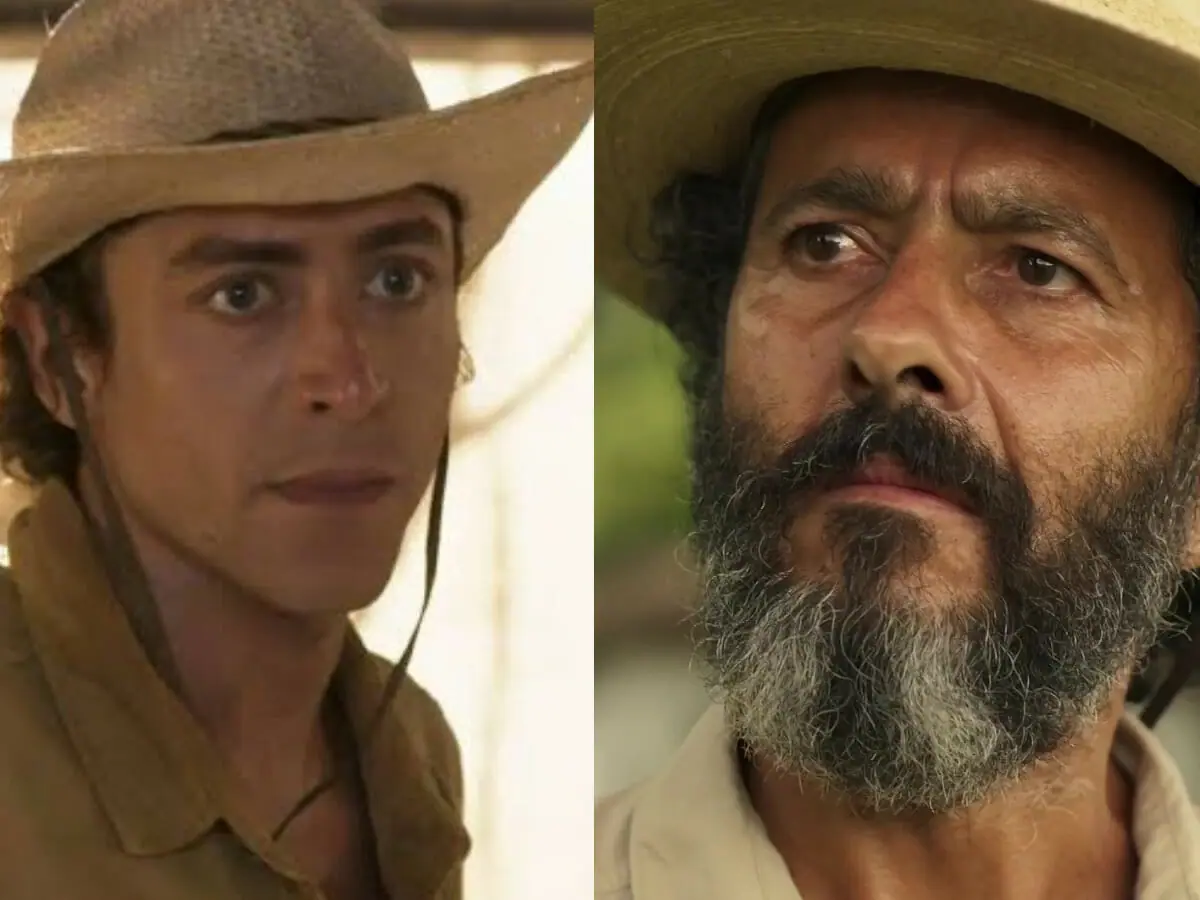 Jove (Jesuíta Barbosa) e José Leôncio (Marcos Palmeira) em Pantanal