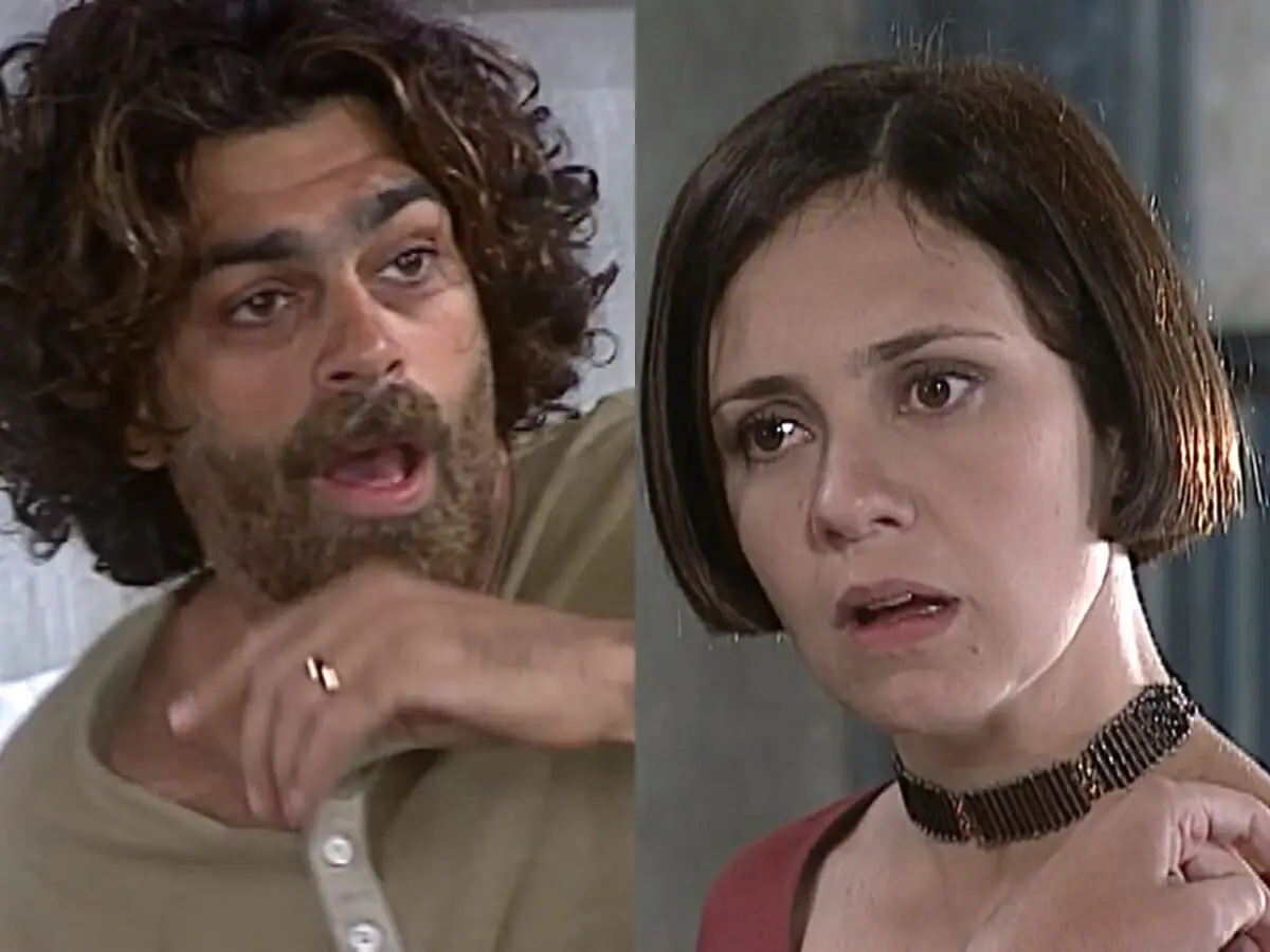 Petruchio (Eduardo Moscovis) e Catarina (Adriana Esteves) de O Cravo e a Rosa