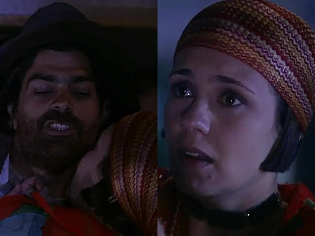 Petruchio (Eduardo Moscovis) e Catarina (Adriana Esteves) de O Cravo e a Rosa