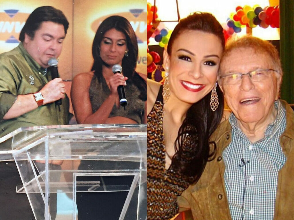 Fabiana Schunk com Fausto Silva e Maurício Sherman