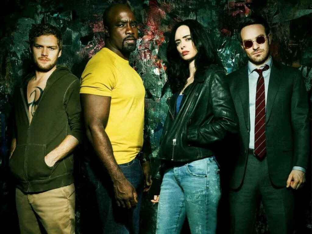 Elenco da série Os Defensores em imagem promocional