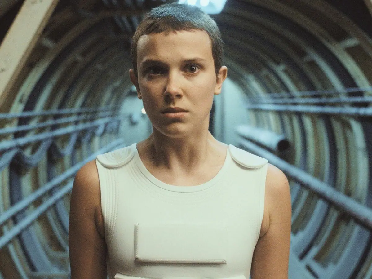 A atriz Millie Bobby Brown na quarta temporada de Stranger Things