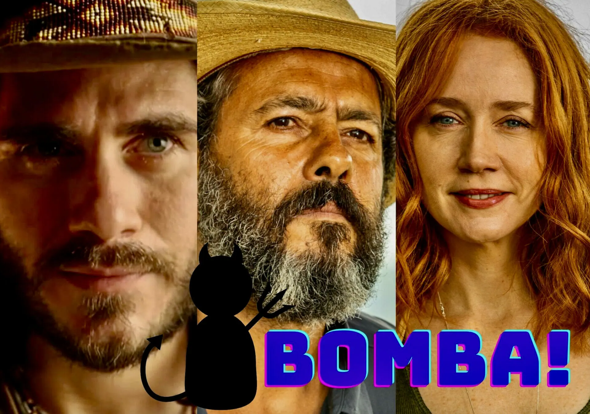 Trindade (Gabriel Sater), José Leôncio (Marcos Palmeira) e Irma (Camila Morgado) em Pantanal