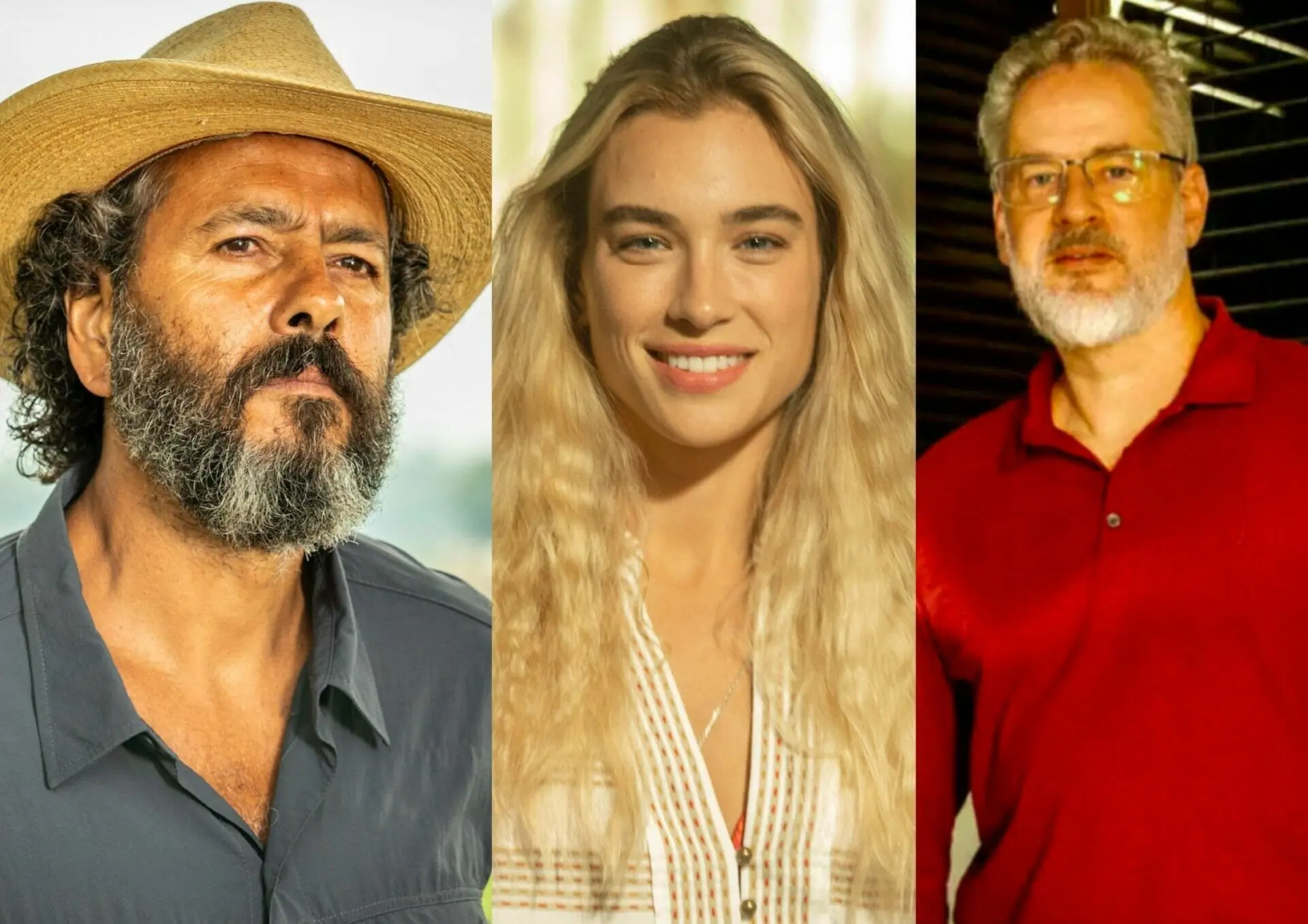 José Leôncio (Marcos Palmeira), Érica (Marcela Fetter) e Ibrahim (Dan Stulbach) em Pantanal