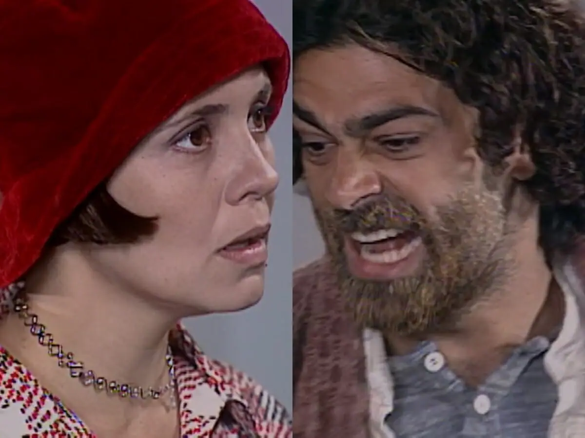 Catarina (Adriana Esteves) e Petruchio (Eduardo Moscovis) de O Cravo e a Rosa