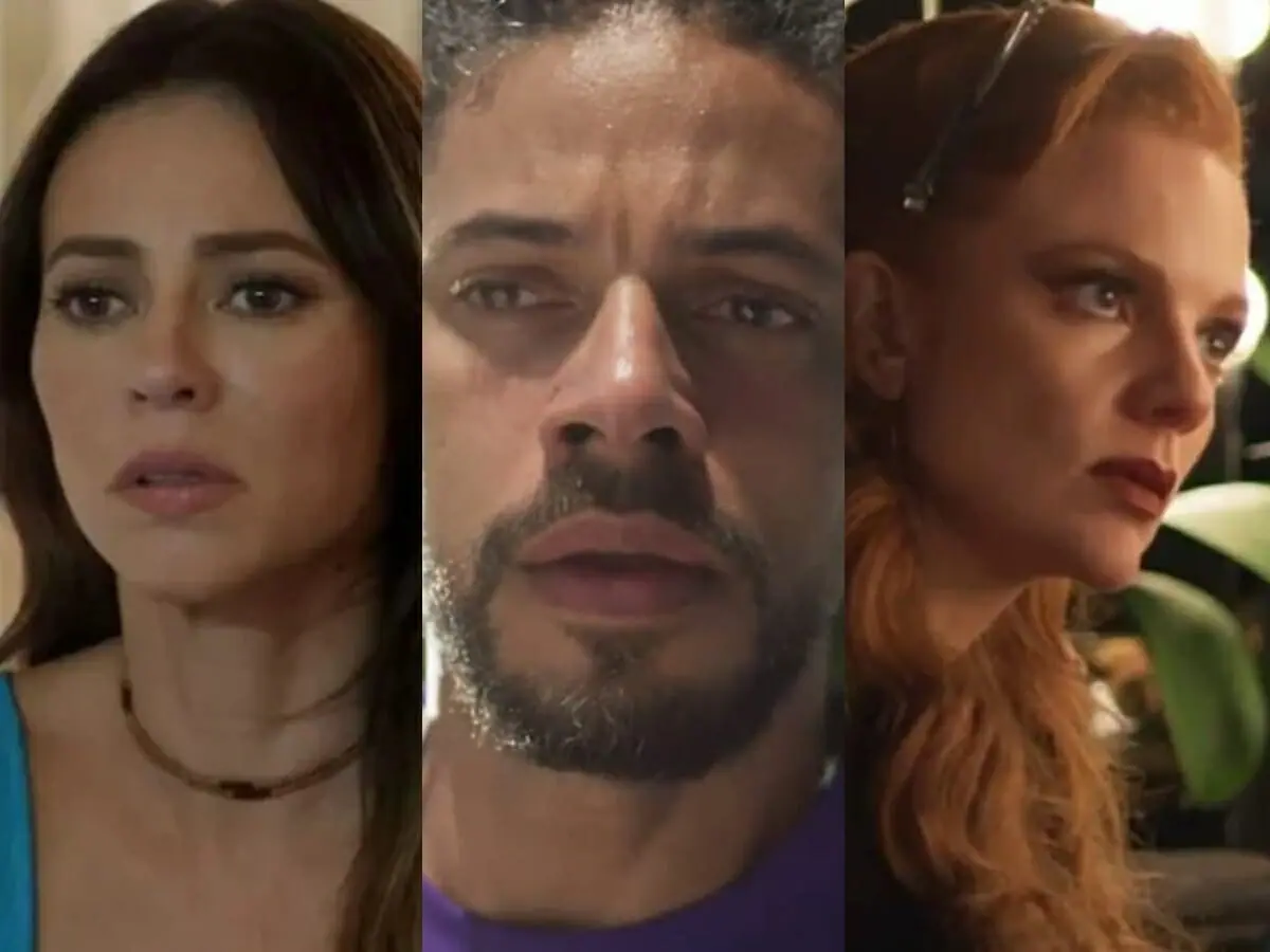 Pat (Paolla Oliveira), Ítalo (Paulo Lessa) e Andréa (Maria Eduarda de Carvalho) de Cara e Coragem