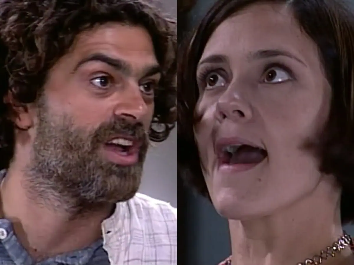 Petruchio (Eduardo Moscovis) e Catarina (Adriana Esteves) de O Cravo e a Rosa