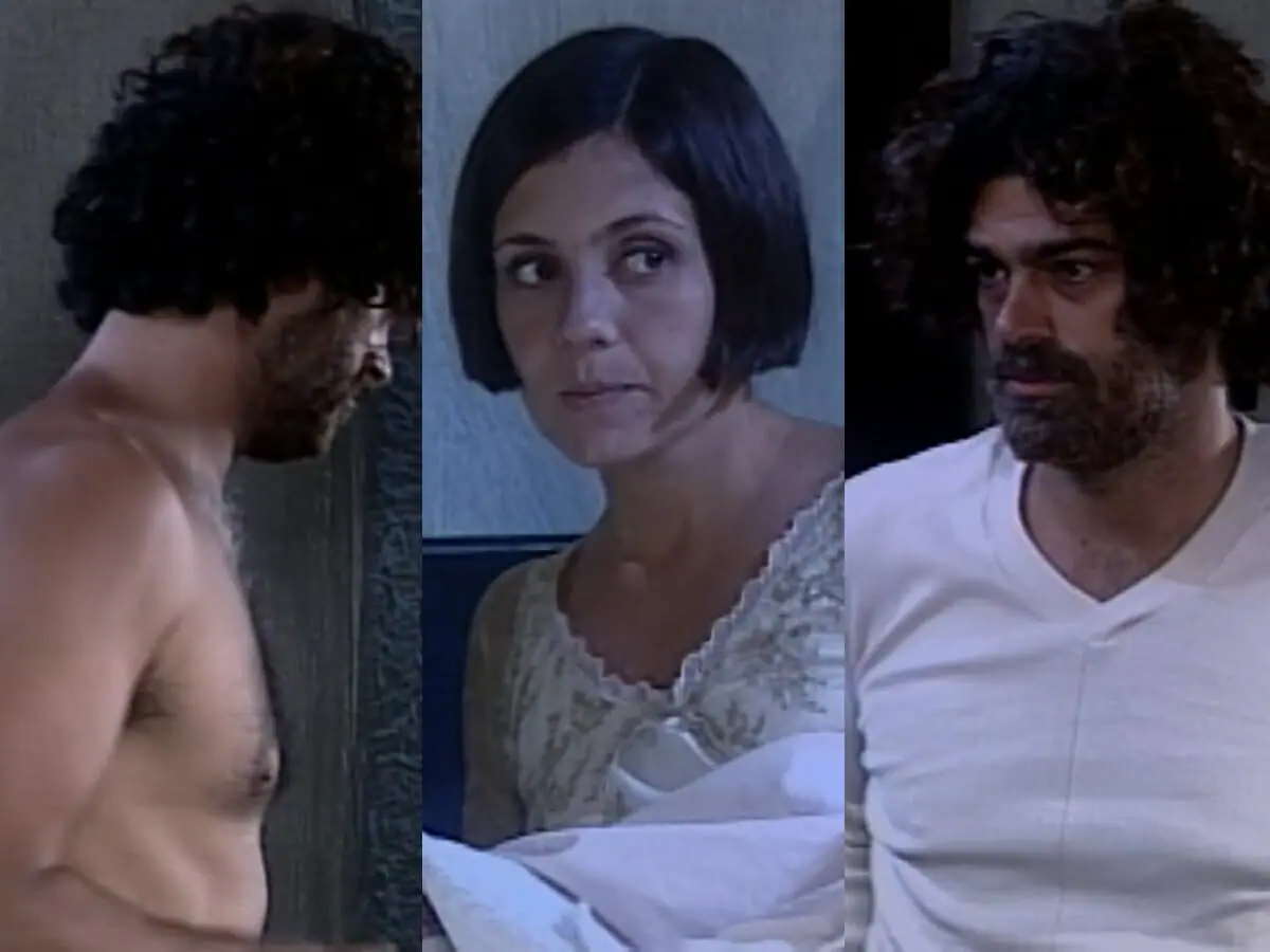 Petruchio (Eduardo Moscovis) e Catarina (Adriana Esteves) de O Cravo e a Rosa