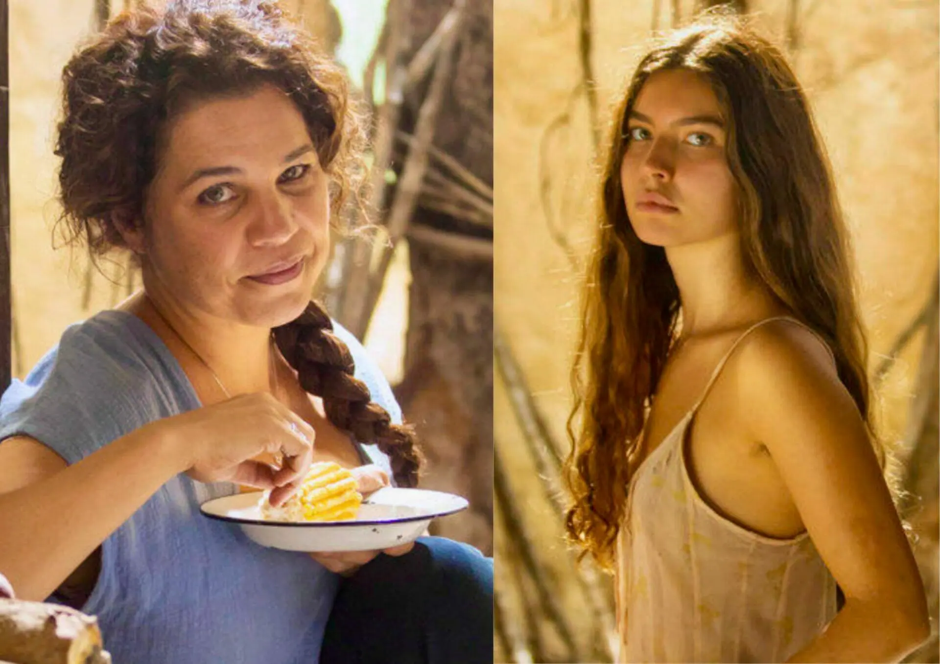 Maria Bruaca (Isabel Teixeira) e Juma (Alanis Guillen) em Pantanal