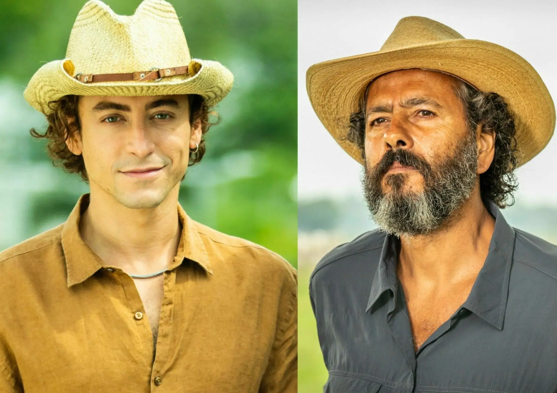 Jove (Jesuíta Barbosa) e José Leôncio (Marcos Palmeira) de Pantanal