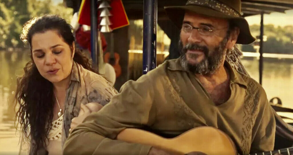 Eugênio (Almir Sater) e Maria Bruaca (Isabel Teixeira) em Pantanal