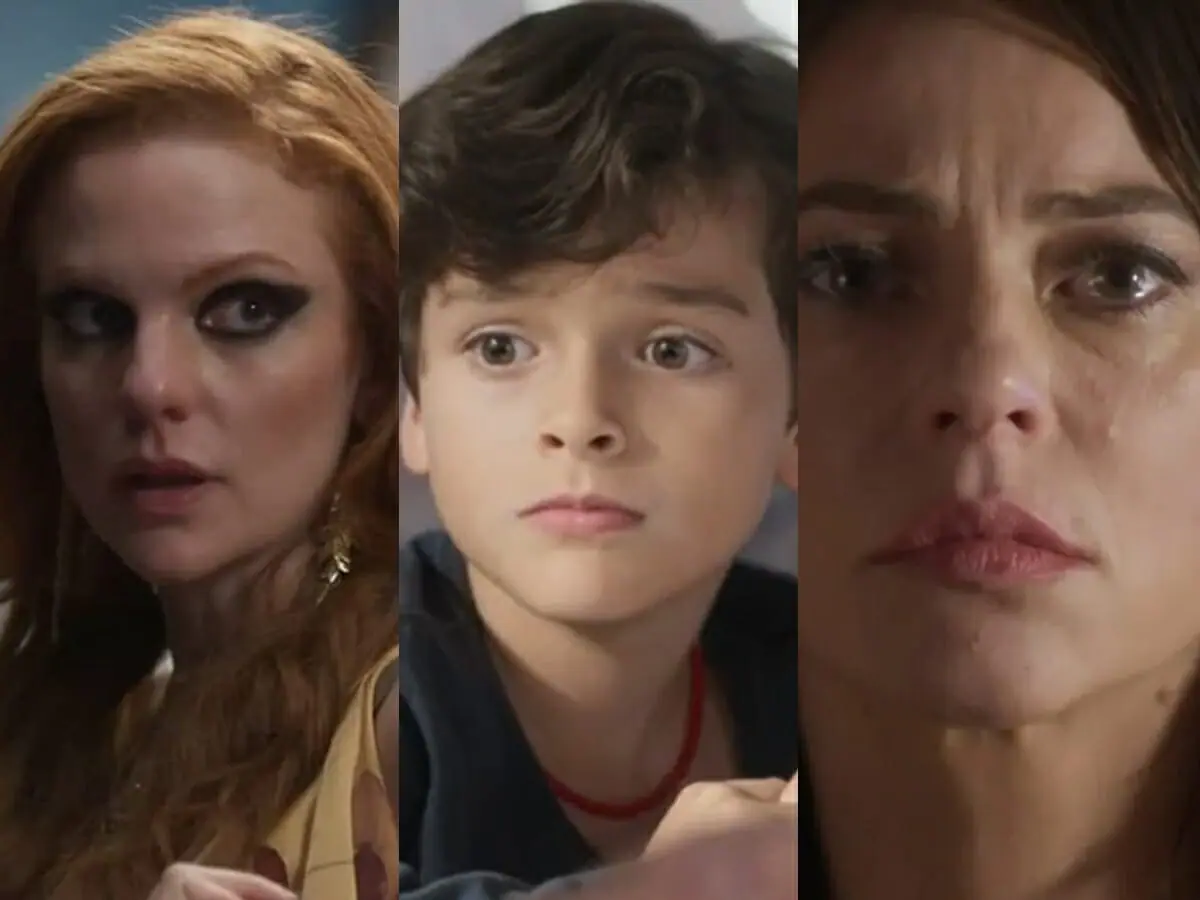 Andrea (Maria Eduarda de Carvalho), Chiquinho (Guilherme Tavares) e Pat (Paolla Oliveira) de Cara e Coragem