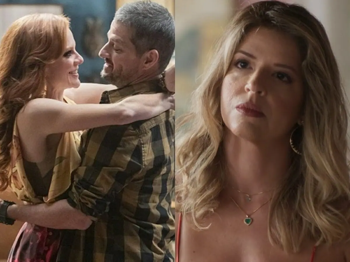 Andrea (Maria Eduarda de Carvalho), Moa (Marcelo Serrado) e Rebeca (Mariana Santos) de Cara e Coragem