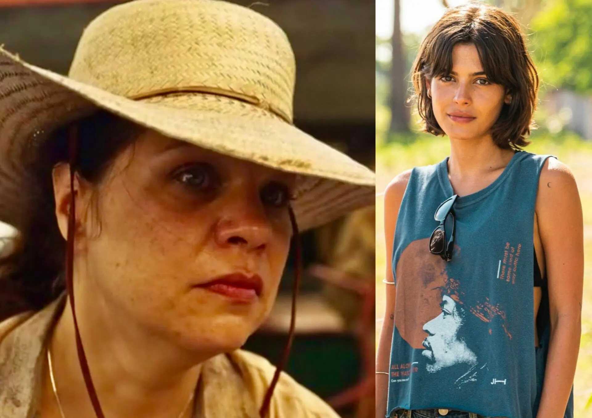 Maria Bruaca (Isabel Teixeira) e Guta (Julia Dalavia) em Pantanal