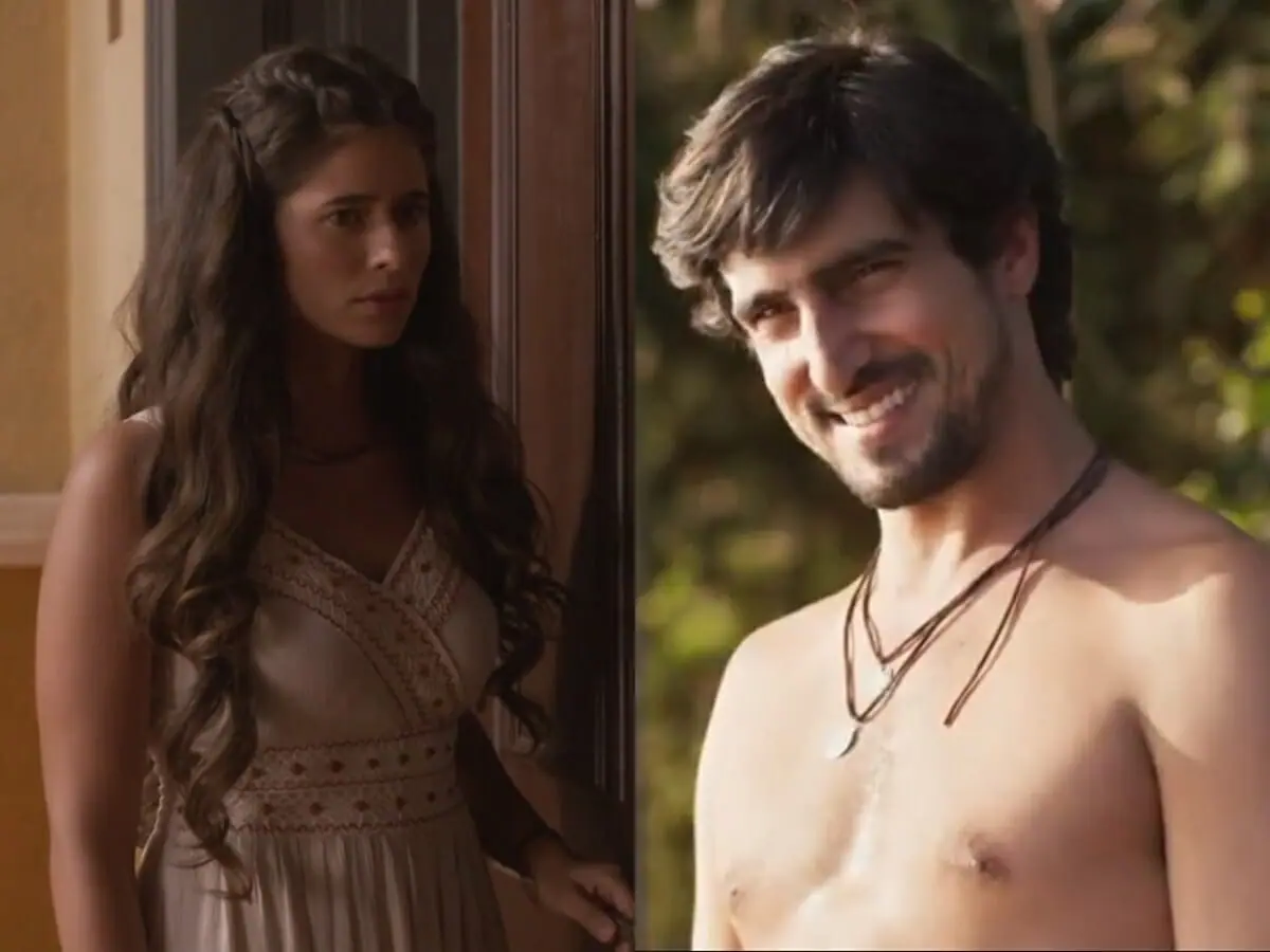 Candoca (Isadora Cruz) e Tertulinho (Renato Góes) de Mar do Sertão