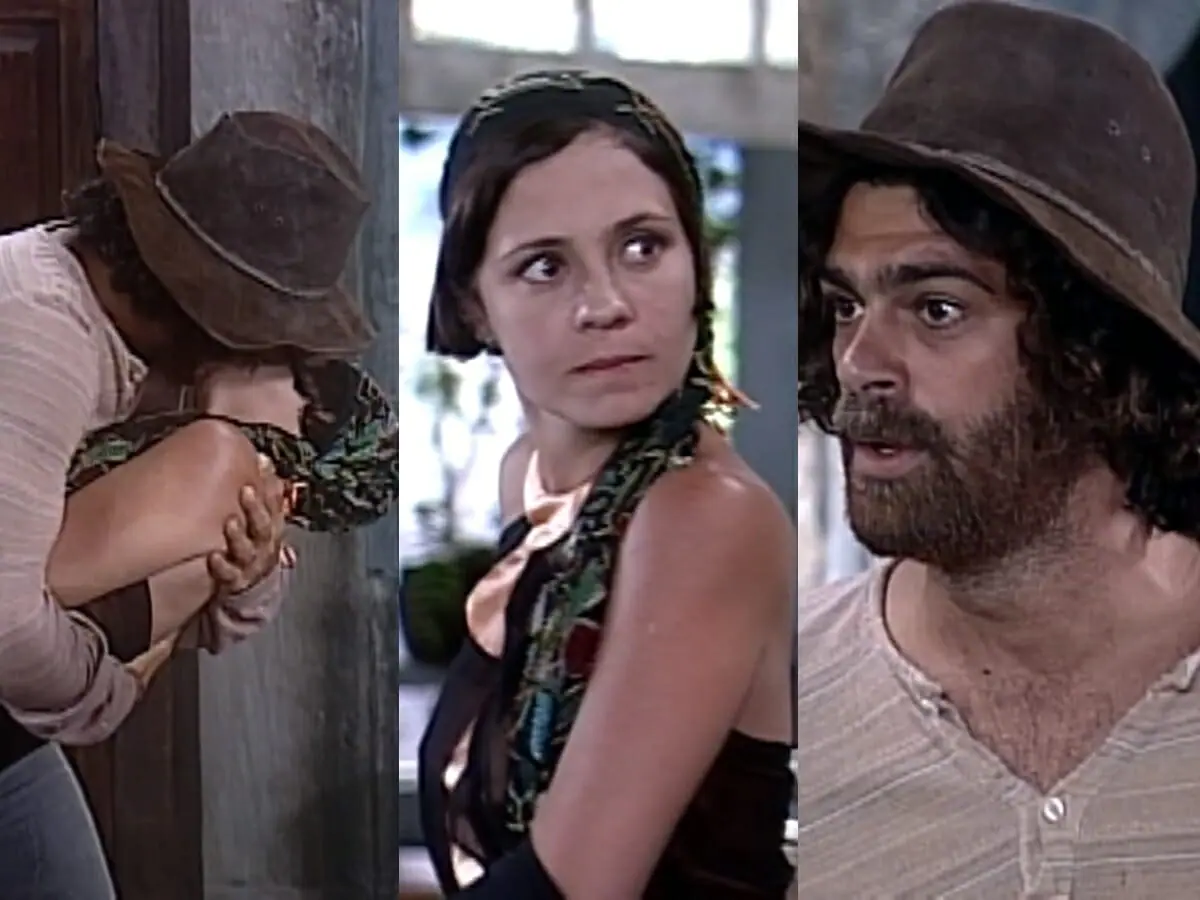 Catarina (Adriana Esteves) e Petruchio (Eduardo Moscovis) de O Cravo e a Rosa
