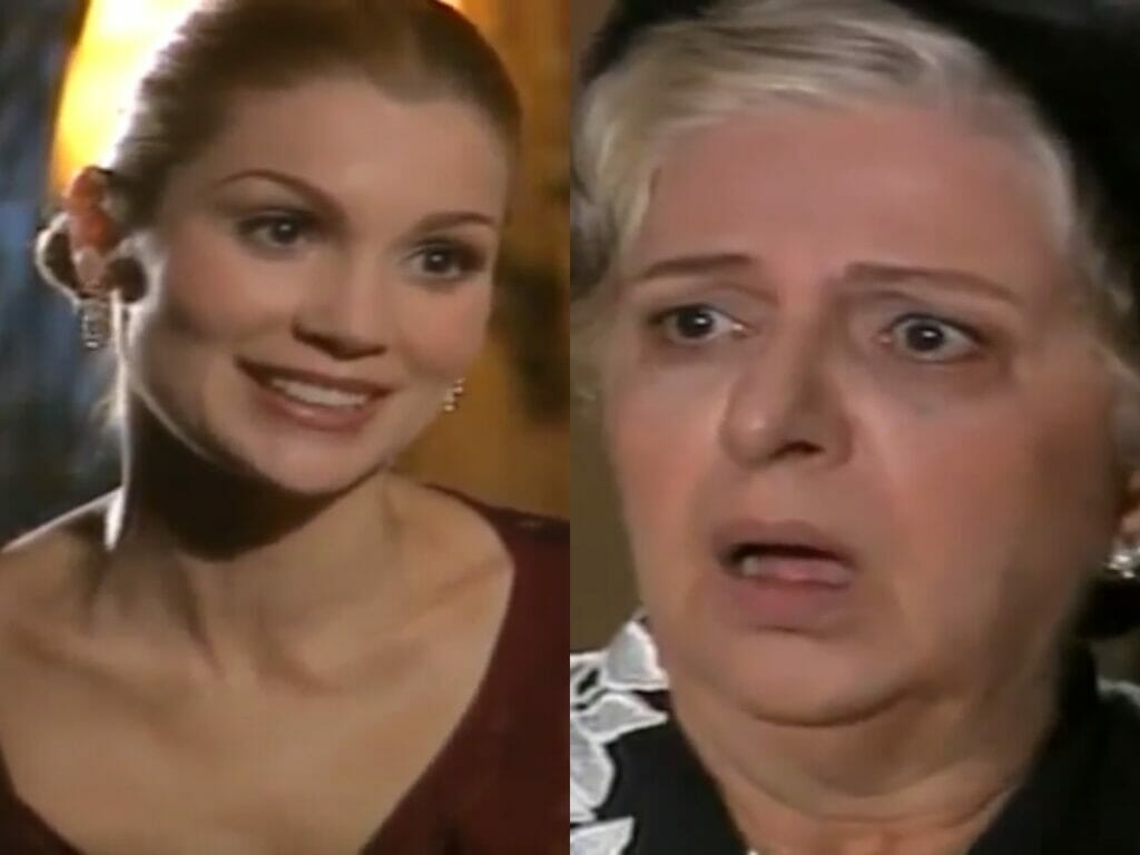 Cristina (Flávia Alessandra) e Adelaide (Walderez de Barros) de Alma Gêmea