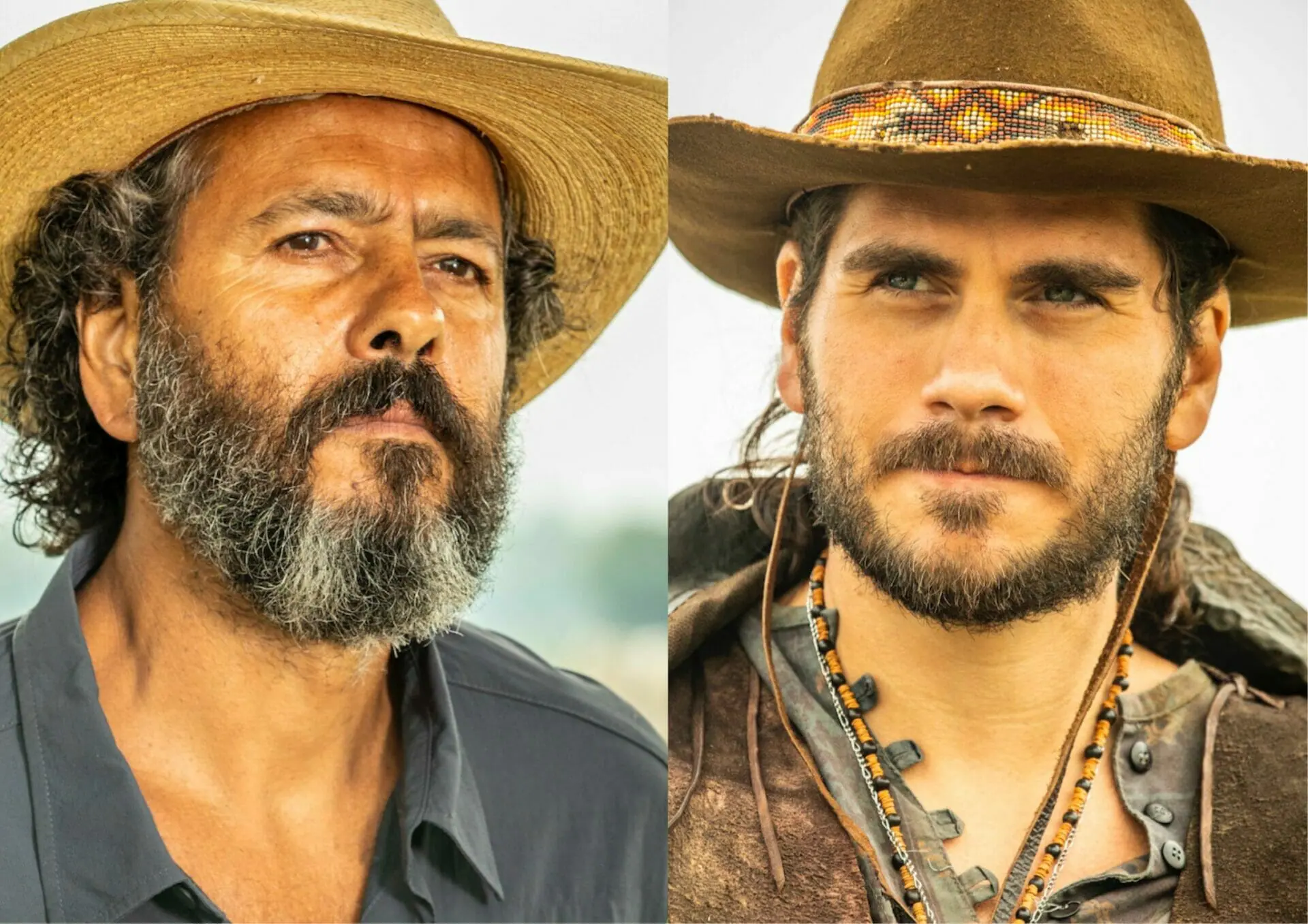 José Leôncio (Marcos Palmeira) e Trindade (Gabriel Sater) em Pantanal