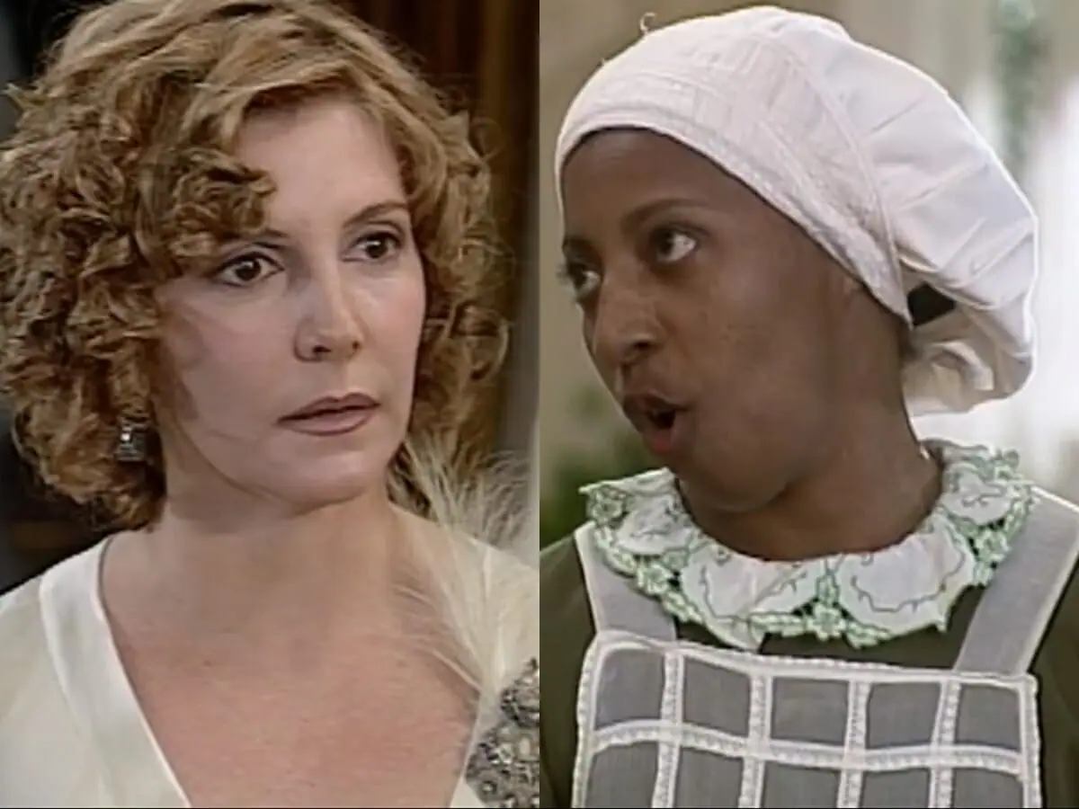Dinorá (Maria Padilha) e Etelvina (Rosane Corrêa) de O Cravo e a Rosa