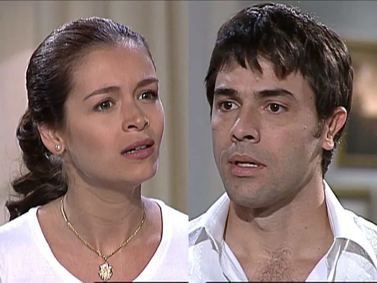 Esmeralda (Bianca Castanho) e José Armando (Cláudio Lins) de Esmeralda