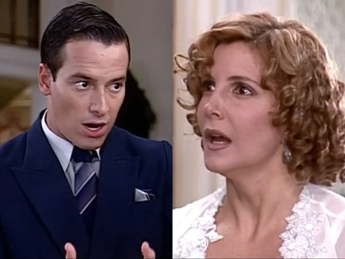 Heitor (Rodrigo Faro) e Dinorá (Maria Padilha) de O Cravo e a Rosa