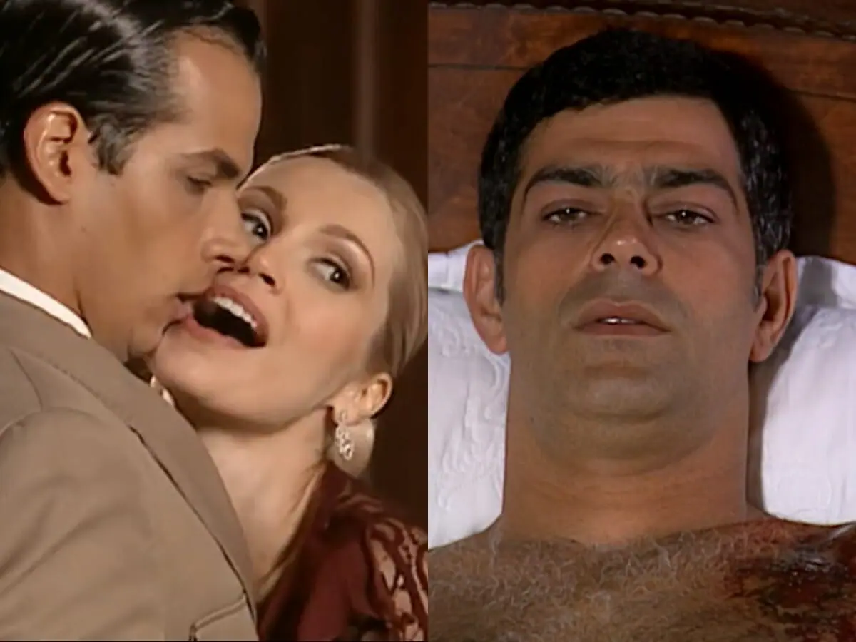 Ivan (Thiago Luciano), Cristina (Flávia Alessandra) e Rafael (Eduardo Moscovis) de Alma Gêmea