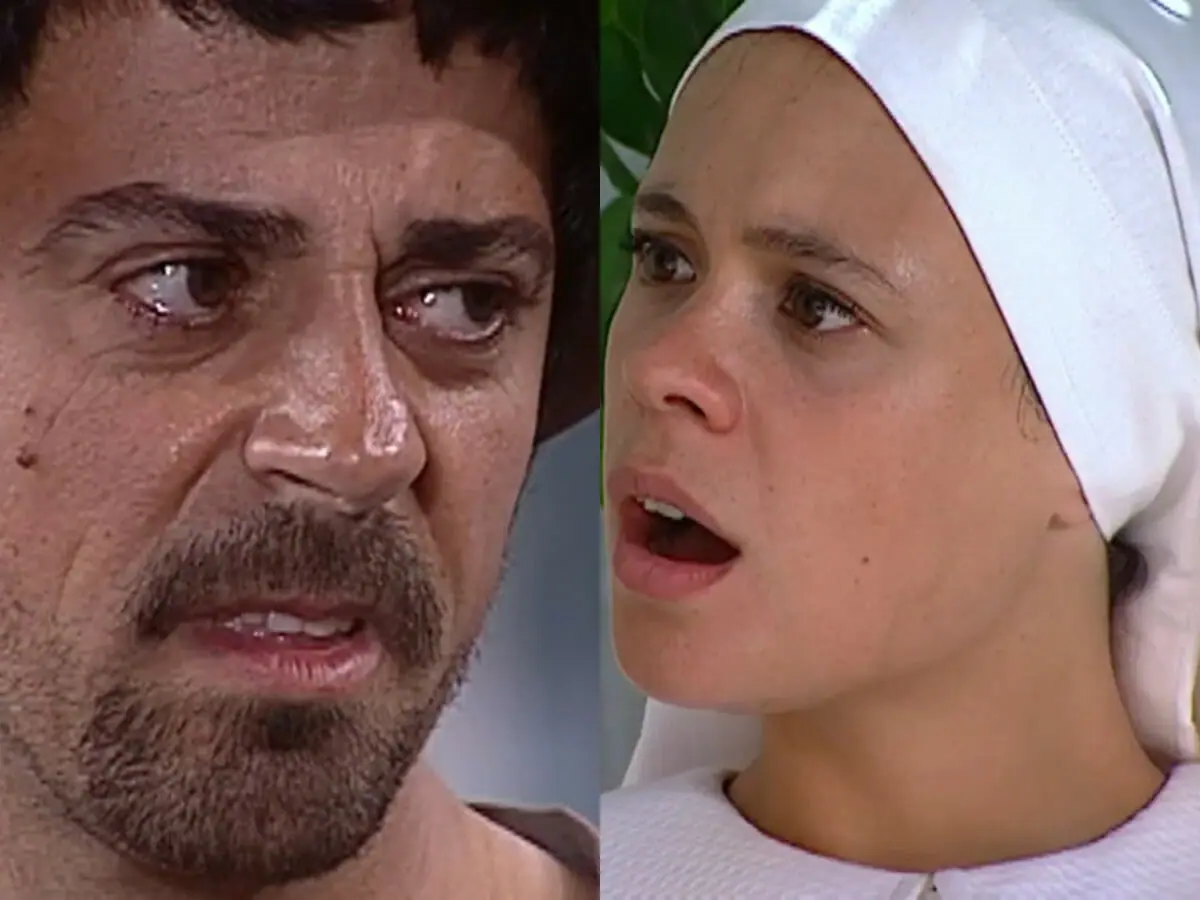 Januário (Taumaturgo Ferreira) e Lindinha (Vanessa Gerbelli) em O Cravo e a Rosa