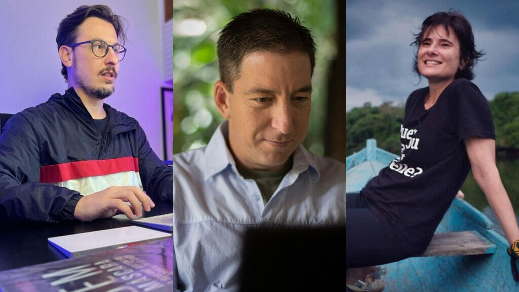 Leandro Demori, Glenn Greenwald e Eliane Brum