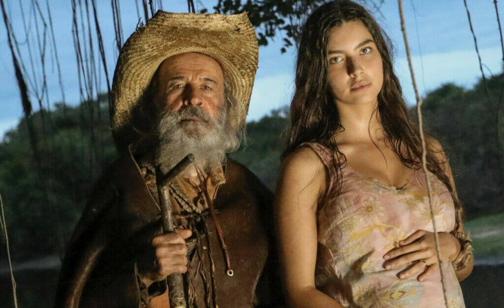 Velho do Rio (Osmar Prado) e Juma (Alanis Guillen) em Pantanal
