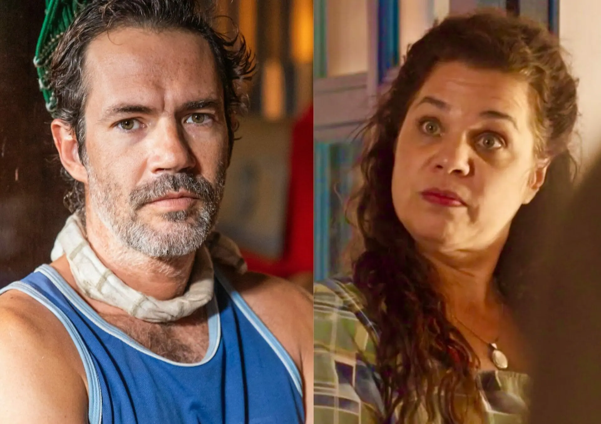 Solano (Rafa Sieg) e Maria Bruaca (Isabel Teixeira) em Pantanal