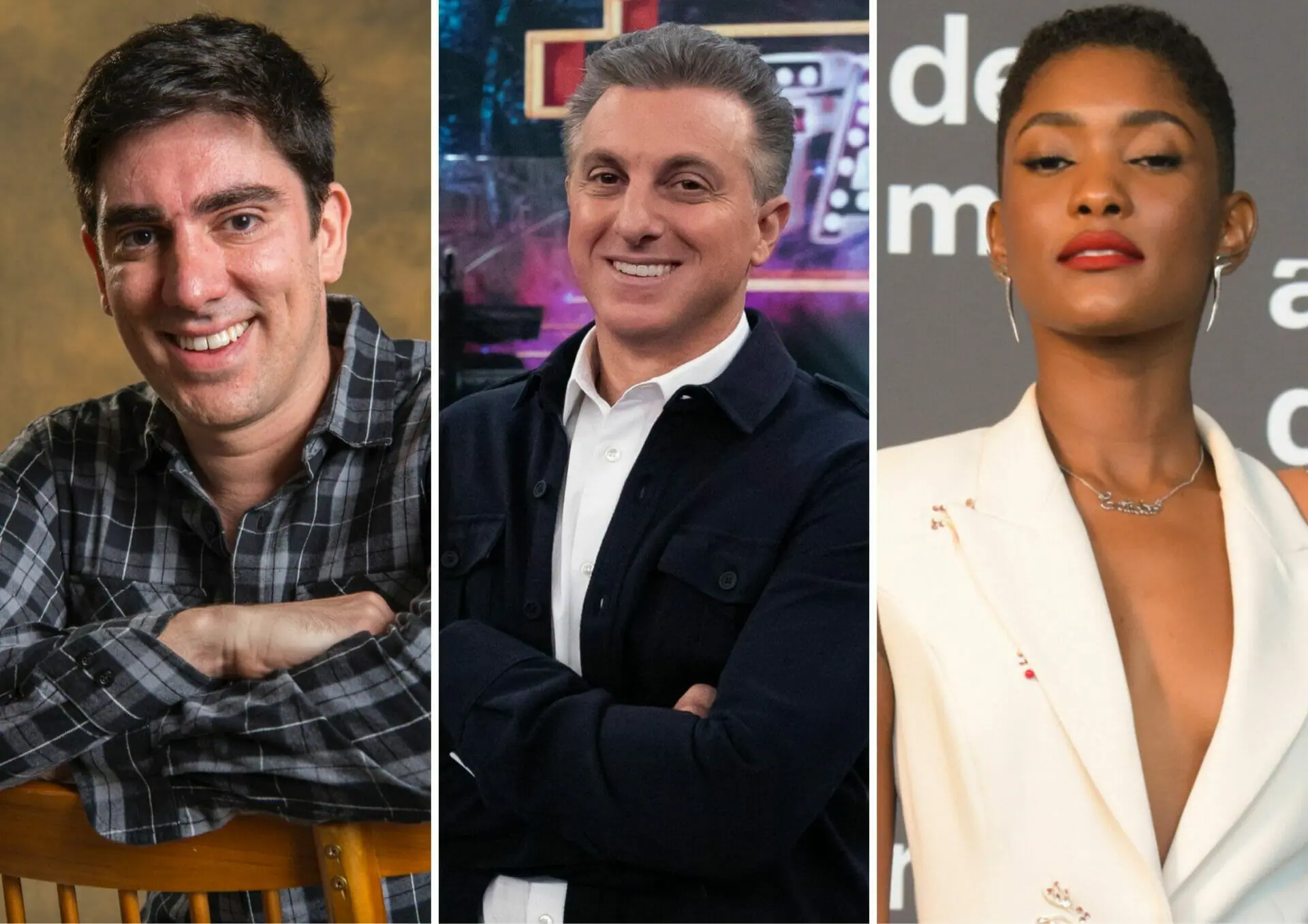 Marcelo Adnet, Luciano Huck e Erika Januza