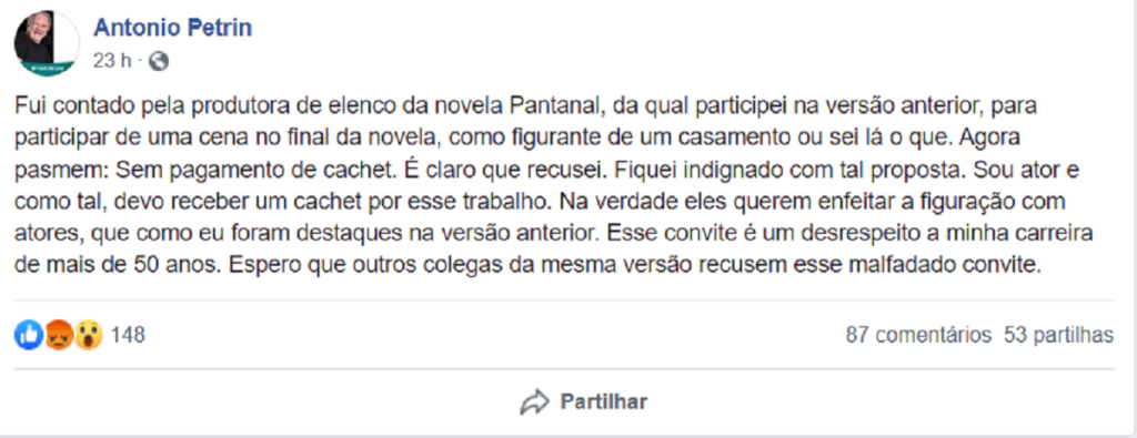 Antonio Petrin no Facebook