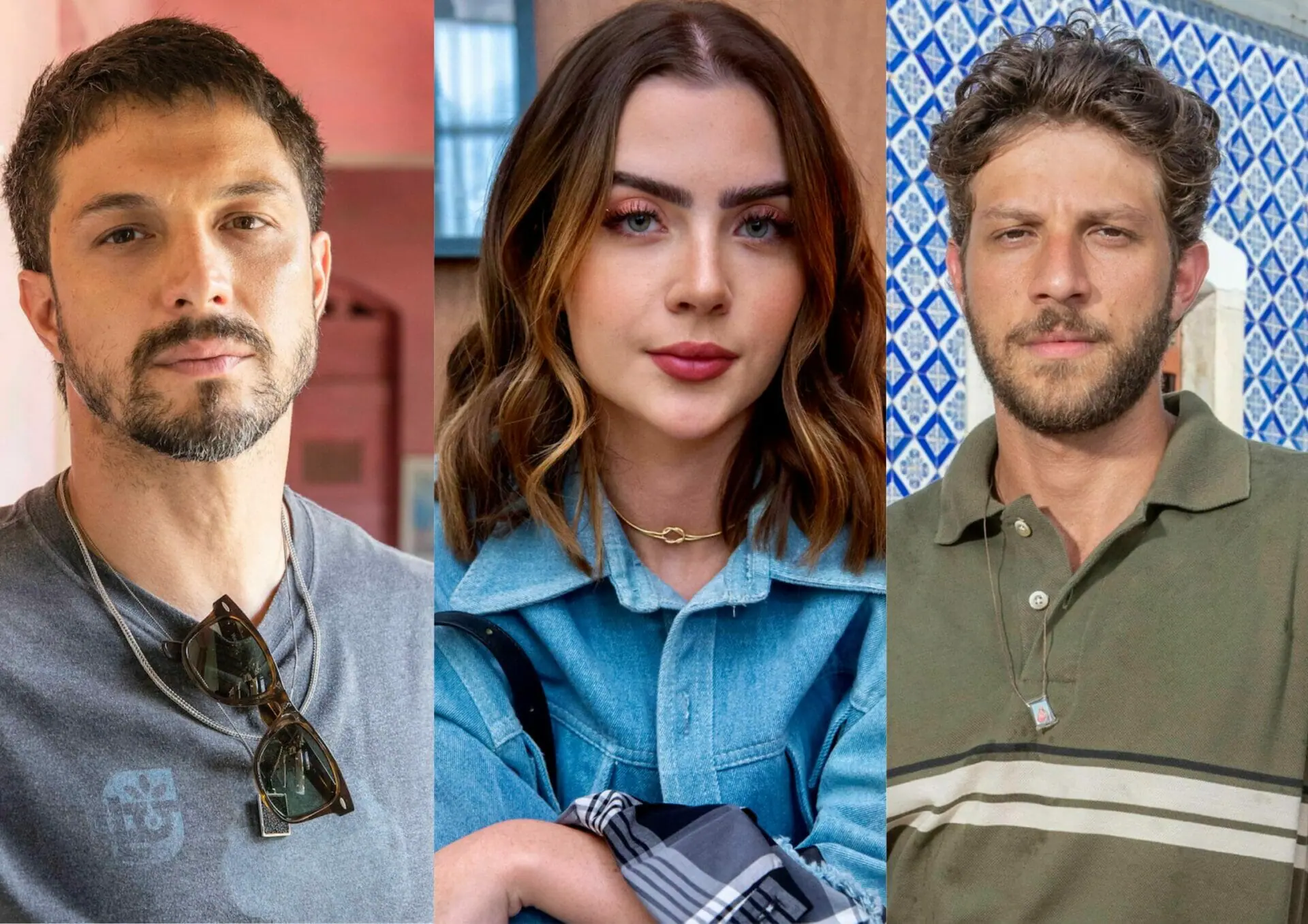 Oto (Romulo Estrela), Chiara (Jade Picon) e Ari ( Chay Suede ) em Travessia