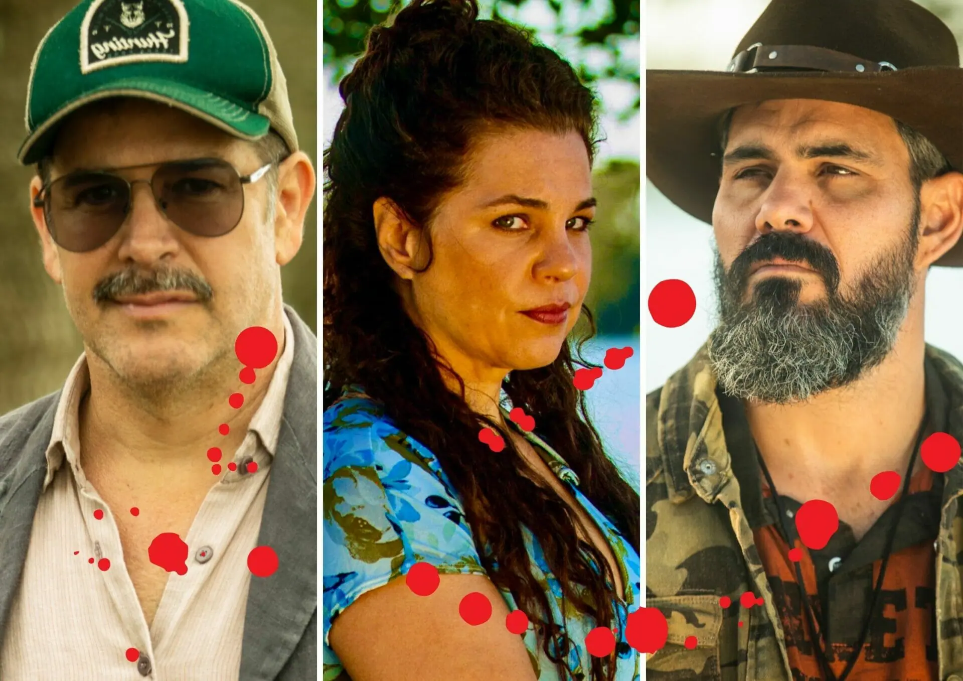 Tenório (Murilo Benício), Maria Bruaca (Isabel Teixeira) e Alcides (Juliano Cazarré) em Pantanal