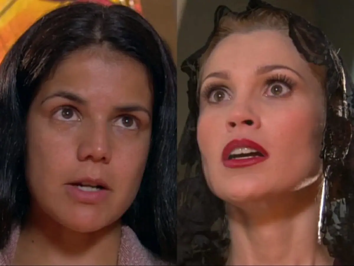 Alexandra (Nívea Stelmann) e Cristina (Flávia Alessandra) de Alma Gêmea