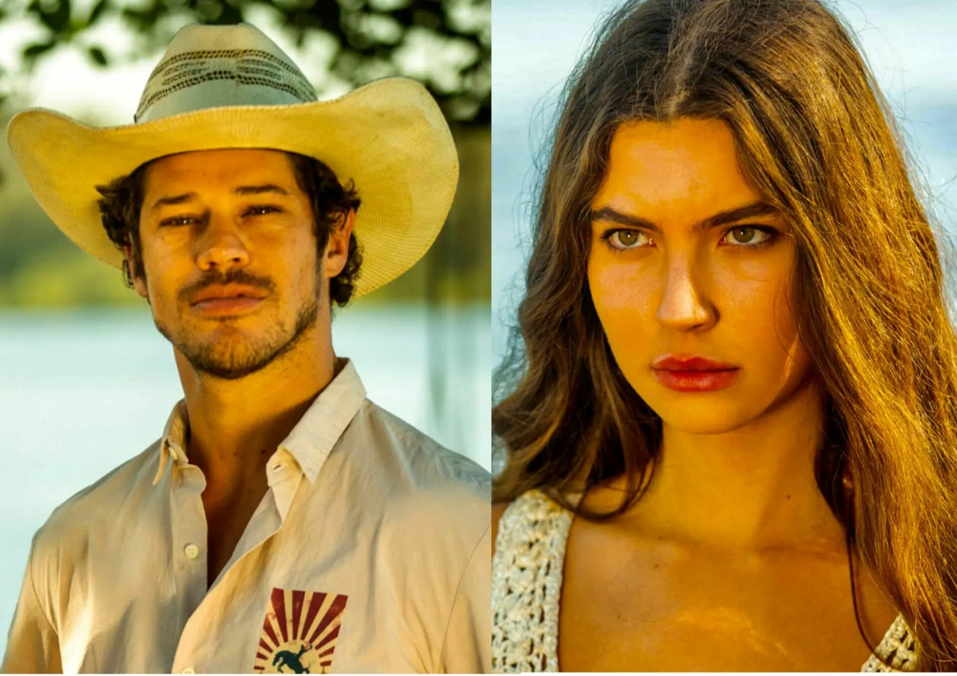 Tadeu (Zé Loreto) e Juma (Alanis Guillen) em Pantanal