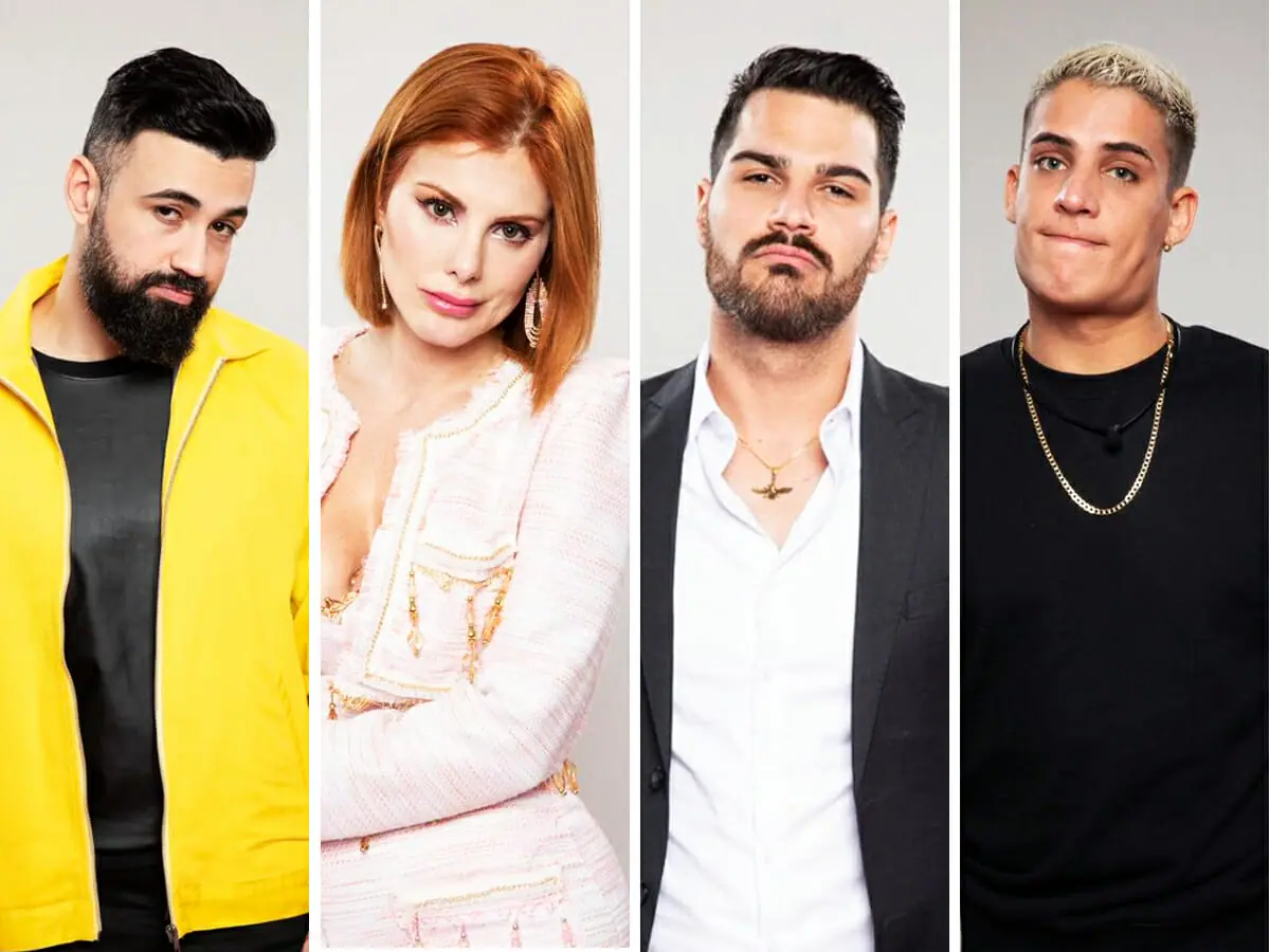 Bruno, Deborah, Shayan e Tiago em A Fazenda 14