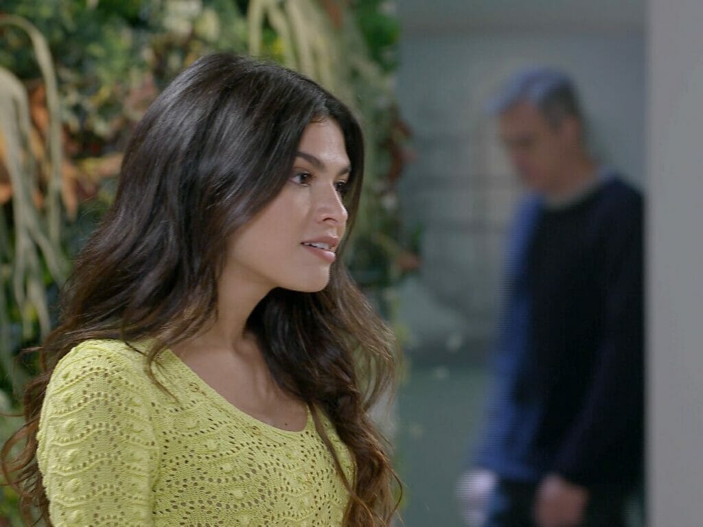 Celeste (Allana Lopes) e Otto (Dalton Vigh) em Poliana Moça